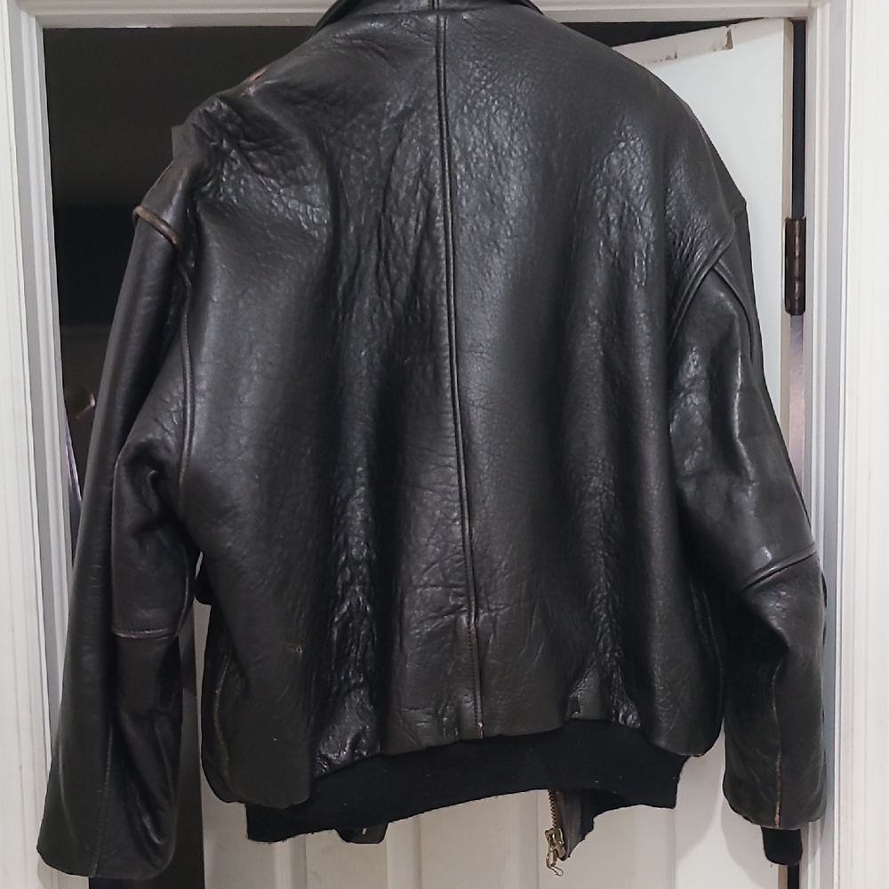Men's Classic Black Leather Field Jacket - Picture 8 of 10